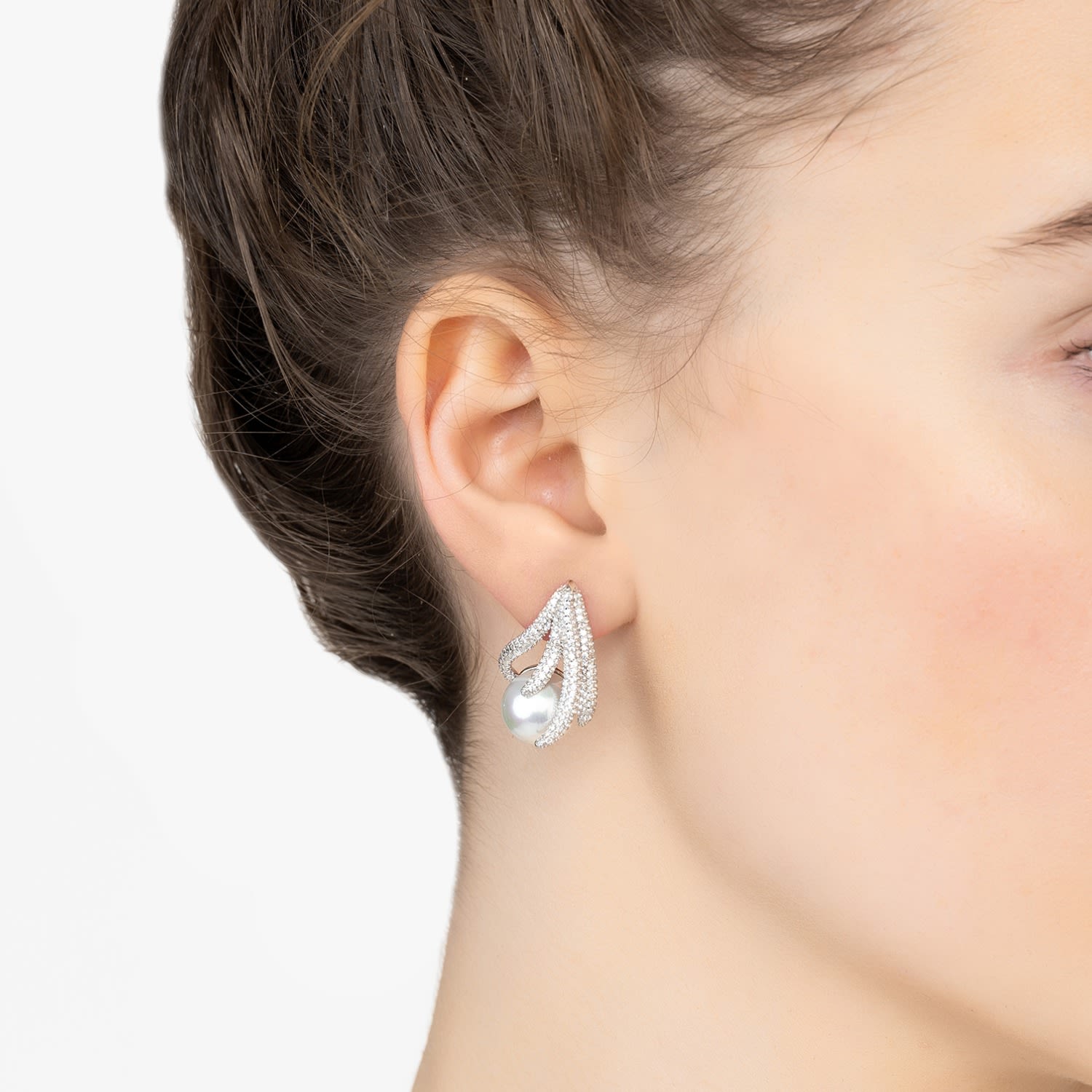 Moonlit Embrace Pearl Earrings Silver