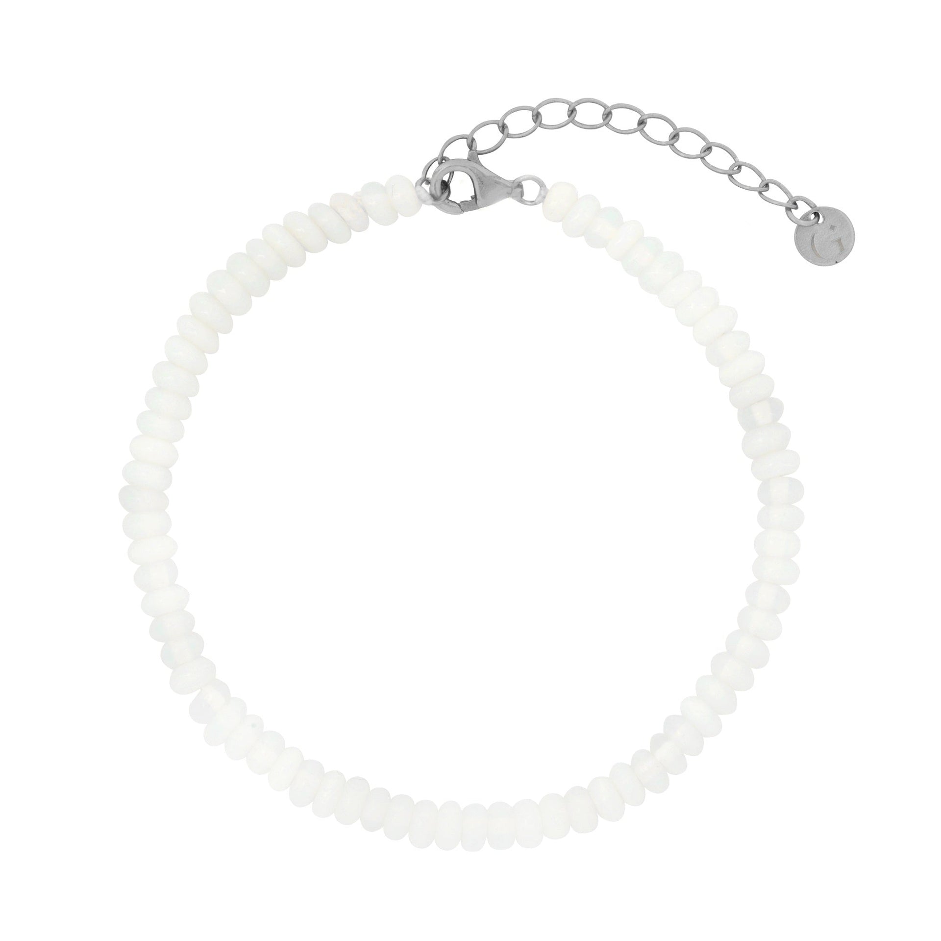 Moonstone Beaded Bracelet In Silver