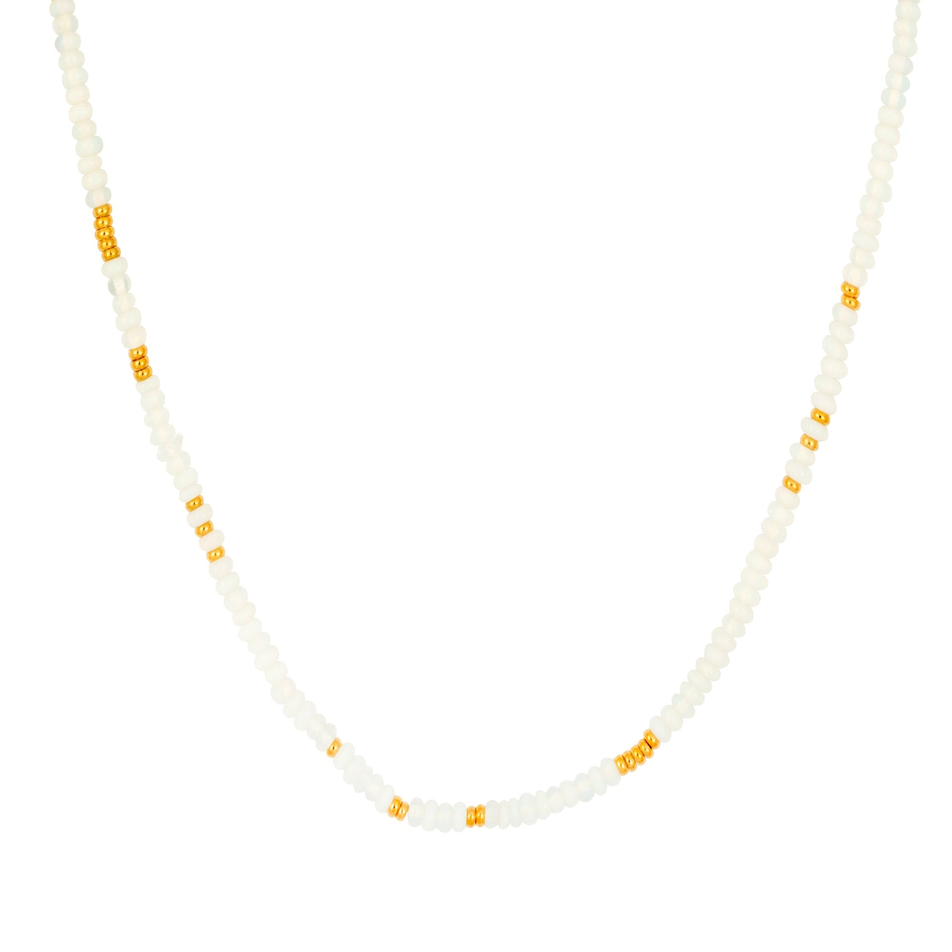 Moonstone Beaded Necklace In Gold