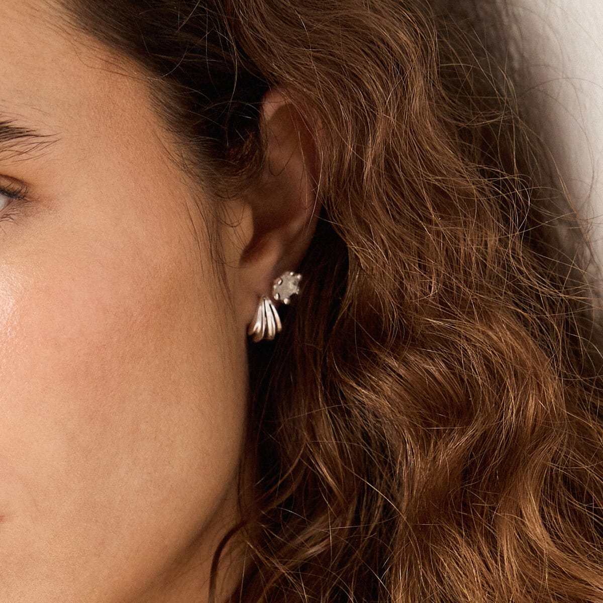 Moonstone Claw Stud Earrings Sterling Silver