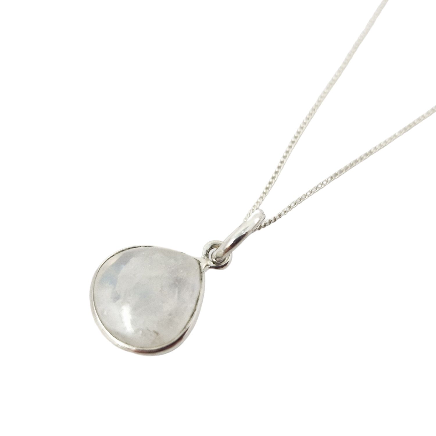 Moonstone June Birthstone Sterling Silver Heart Pendant Charm Necklace