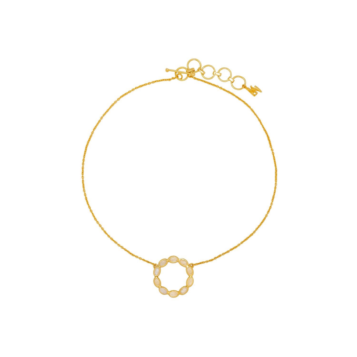 LAVANI JEWELS Chocker Collar Karma con círculo de Piedra Gris y Dorado con Baño de Oro de 24 Quilates LAVANI JEWELS Chocker Collar Karma con círculo de Piedra Gris y Dorado con Baño de Oro de 24 Quilates