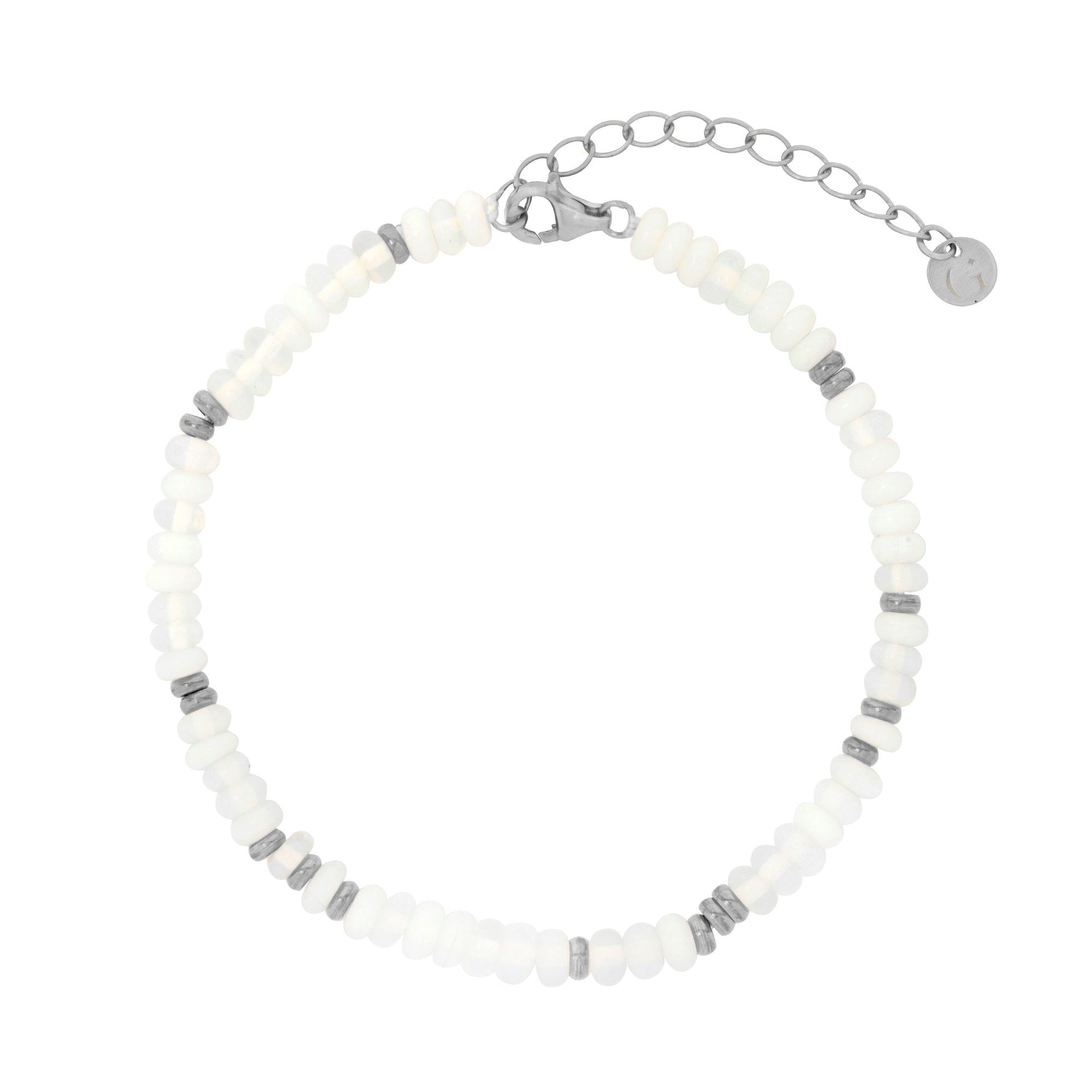 Moonstone Spacer Beaded Bracelet In Silver