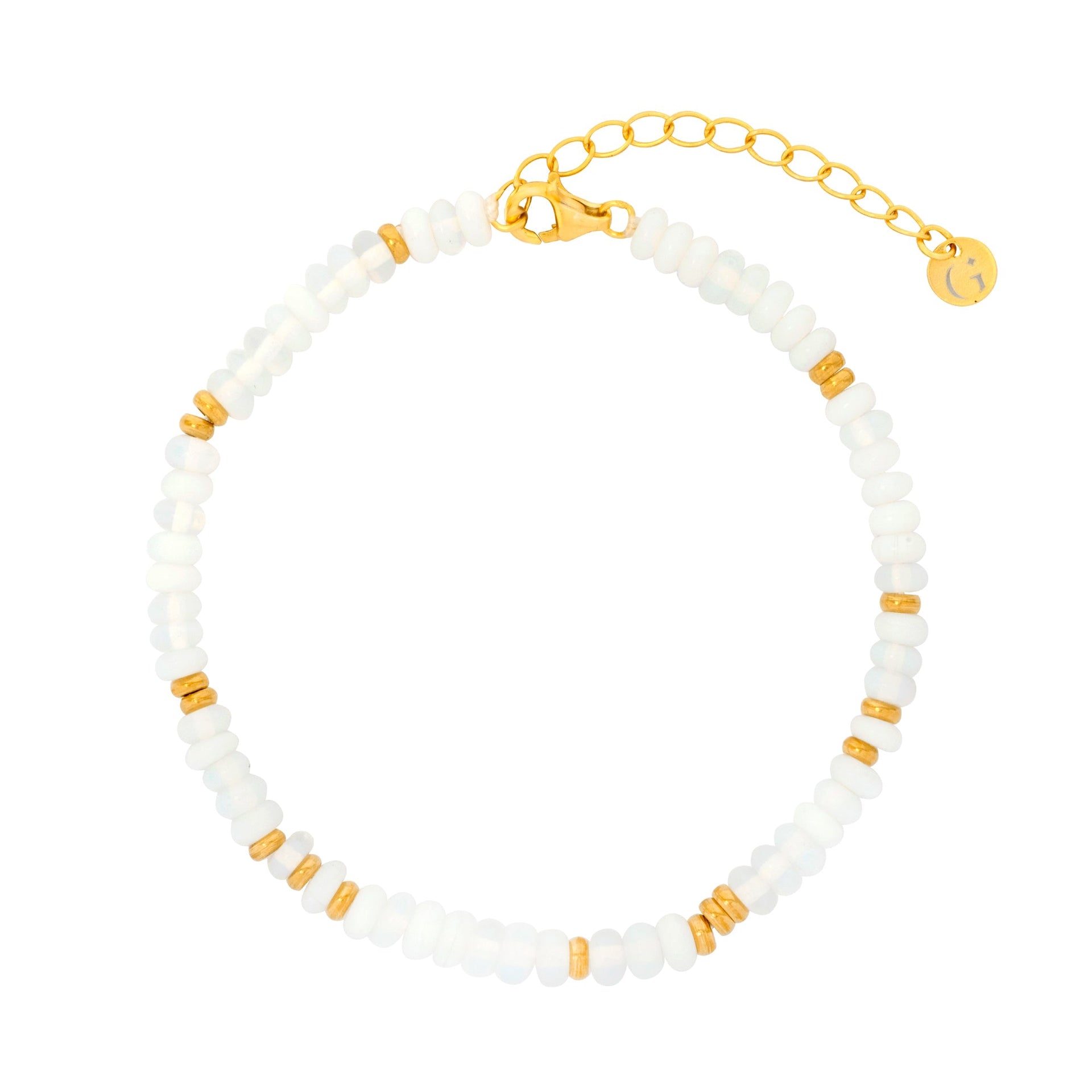 Moonstone Spacer Beaded Bracelet In Gold