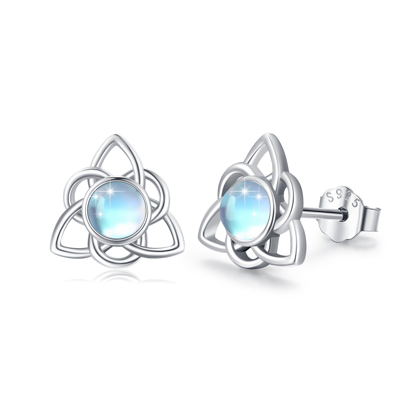 Sterling Silver Moonstone Celtic Knot Stud Earrings