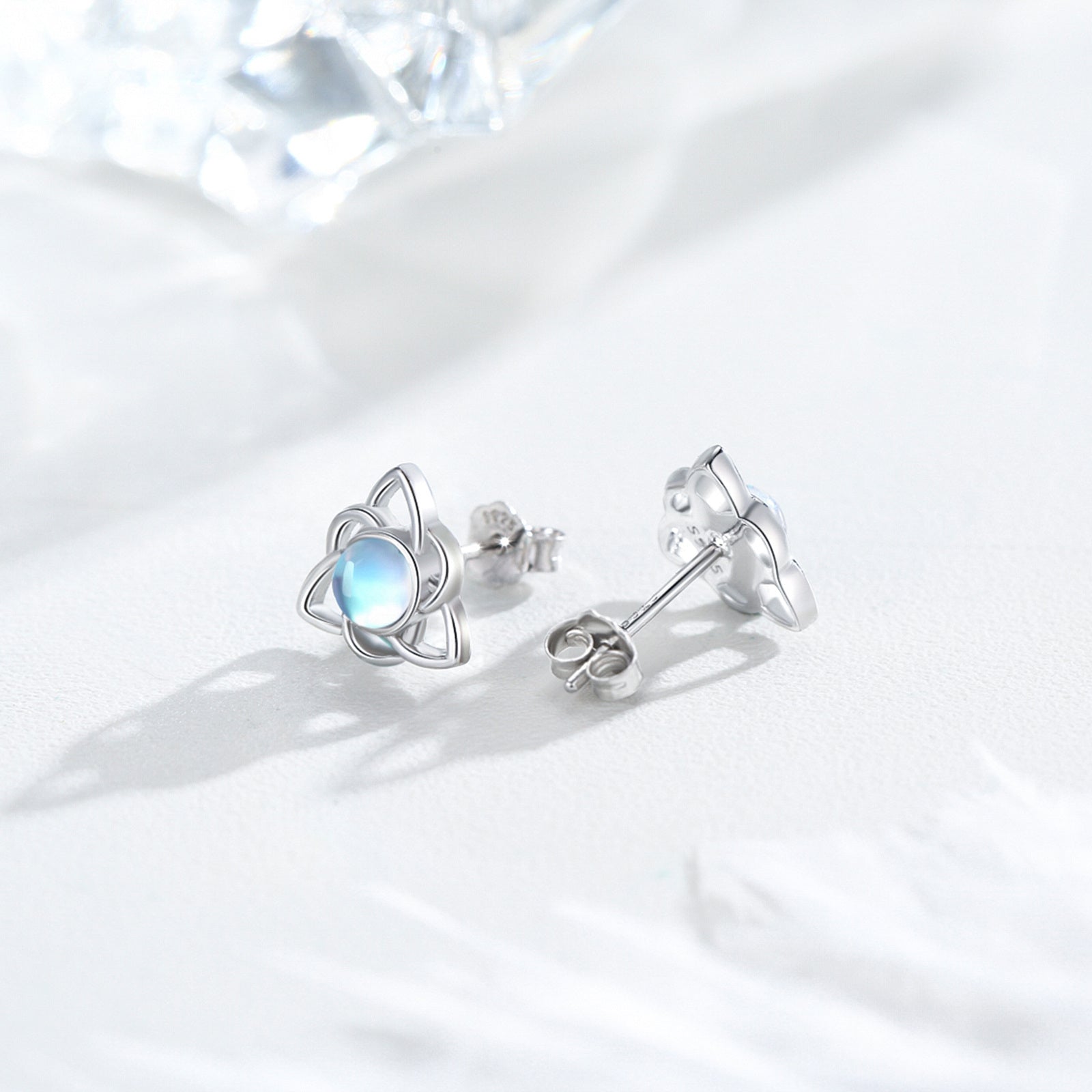 Sterling Silver Moonstone Celtic Knot Stud Earrings