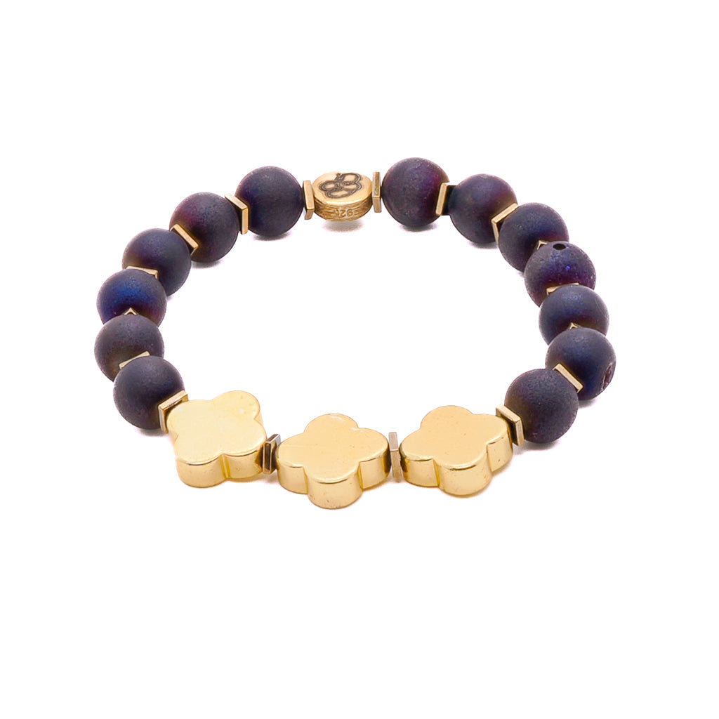 Moroccan Flower Agate Bracelet - Purple