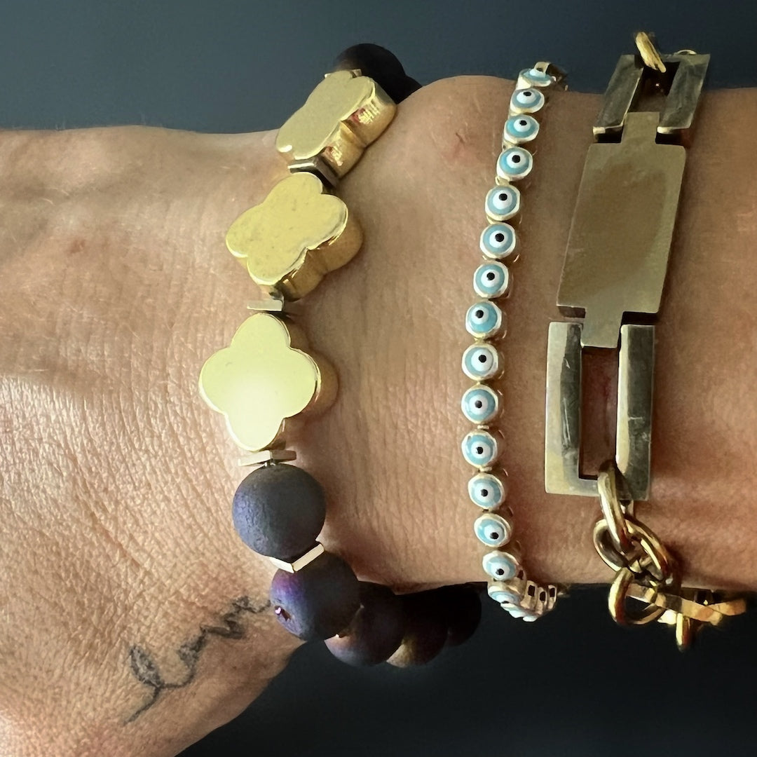 Moroccan Flower Agate Bracelet - Purple