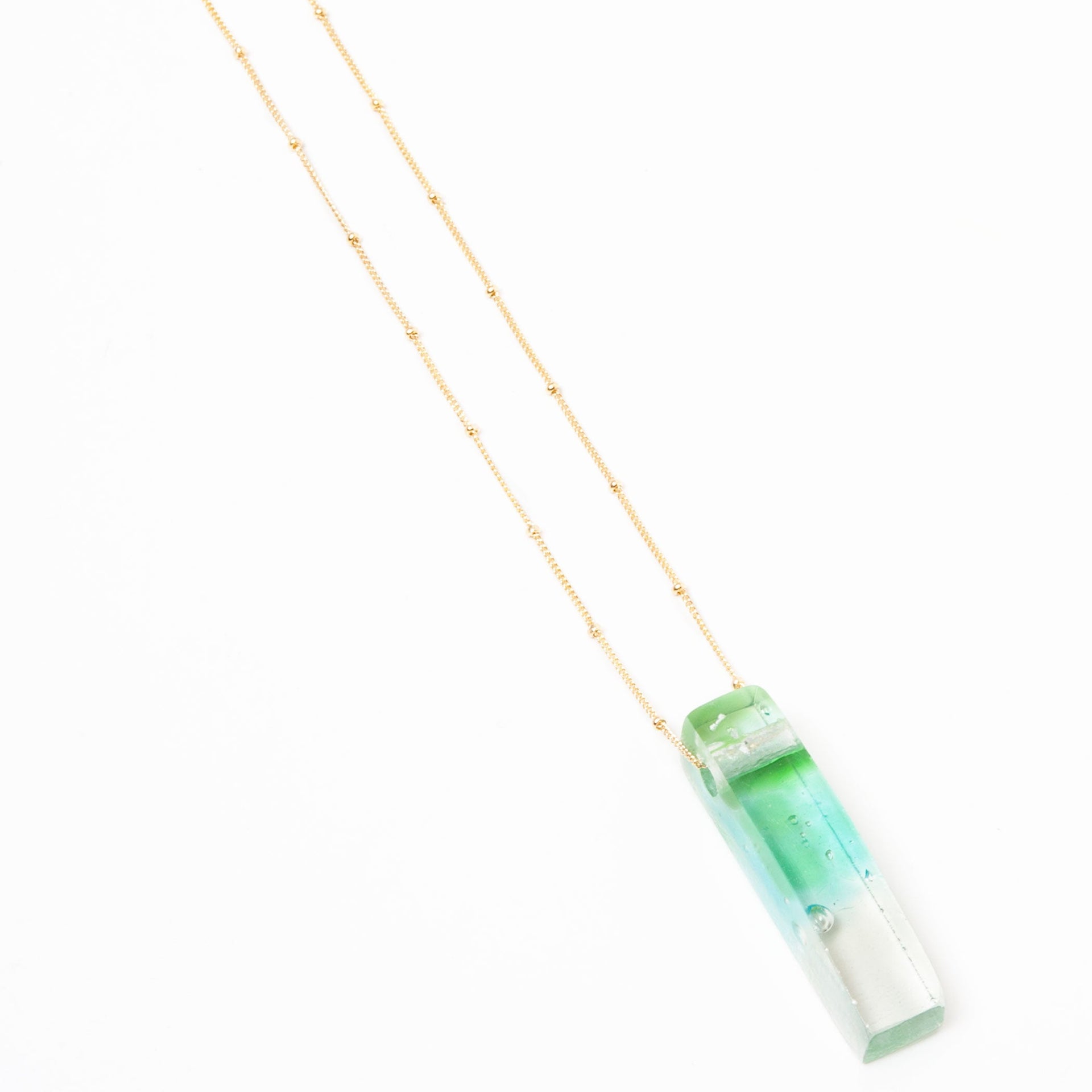 Recycled Glass Mosaic Stiletto Confetti Necklace Gold Fill