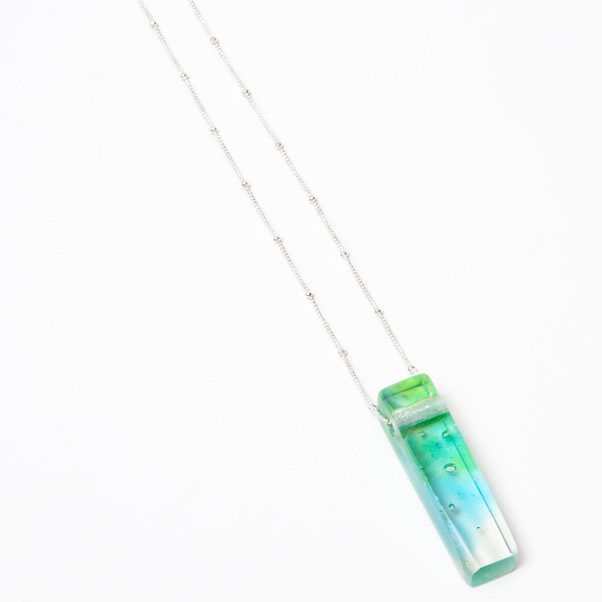 Recycled Glass Mosaic Stiletto Confetti Necklace Sterling Silver