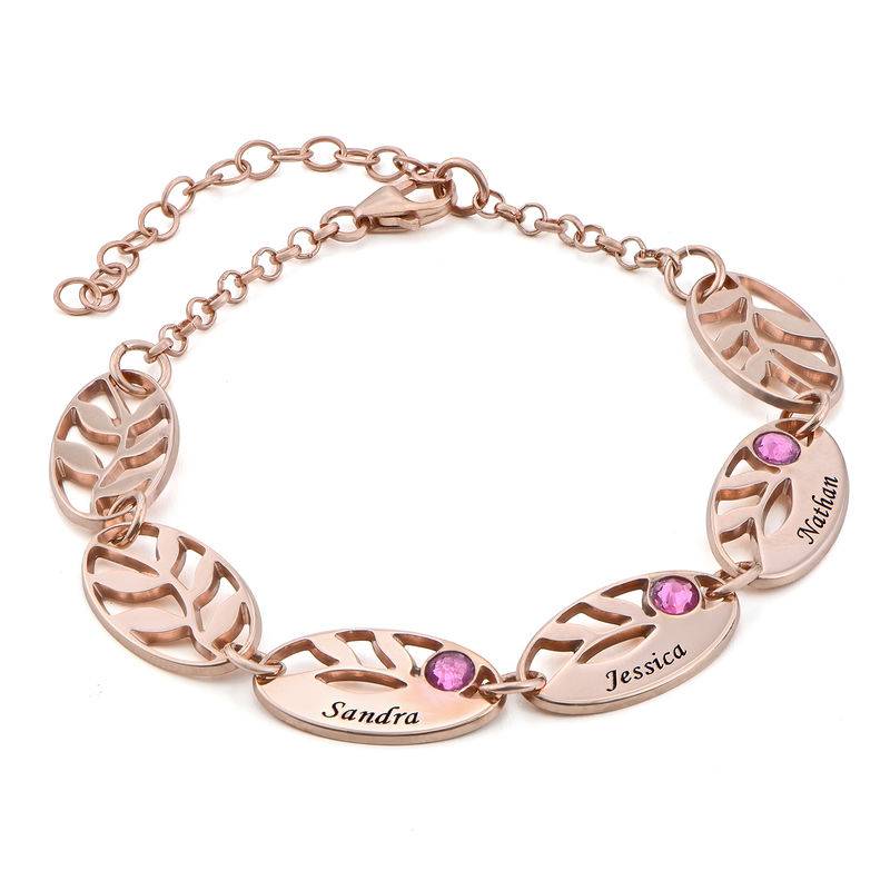Mother Leaf Bracelet with Engraving in Rose Gold Plating