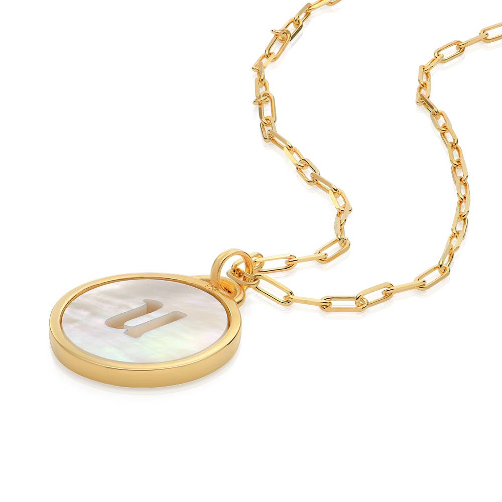 Mother of Pearl Initial Cutout Necklace in 18K Gold Plating