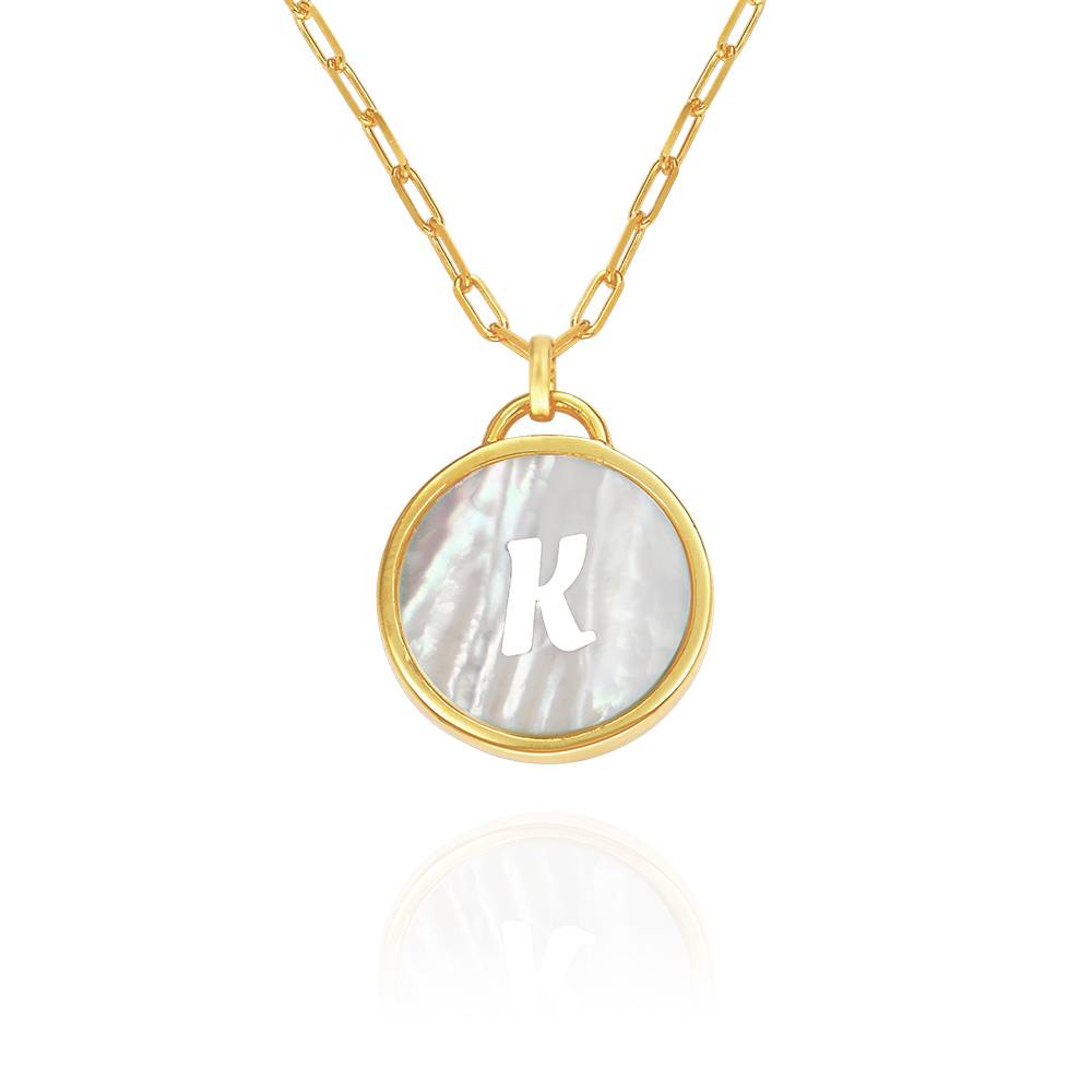 Mother of Pearl Initial Cutout Necklace in 18K Gold Vermeil