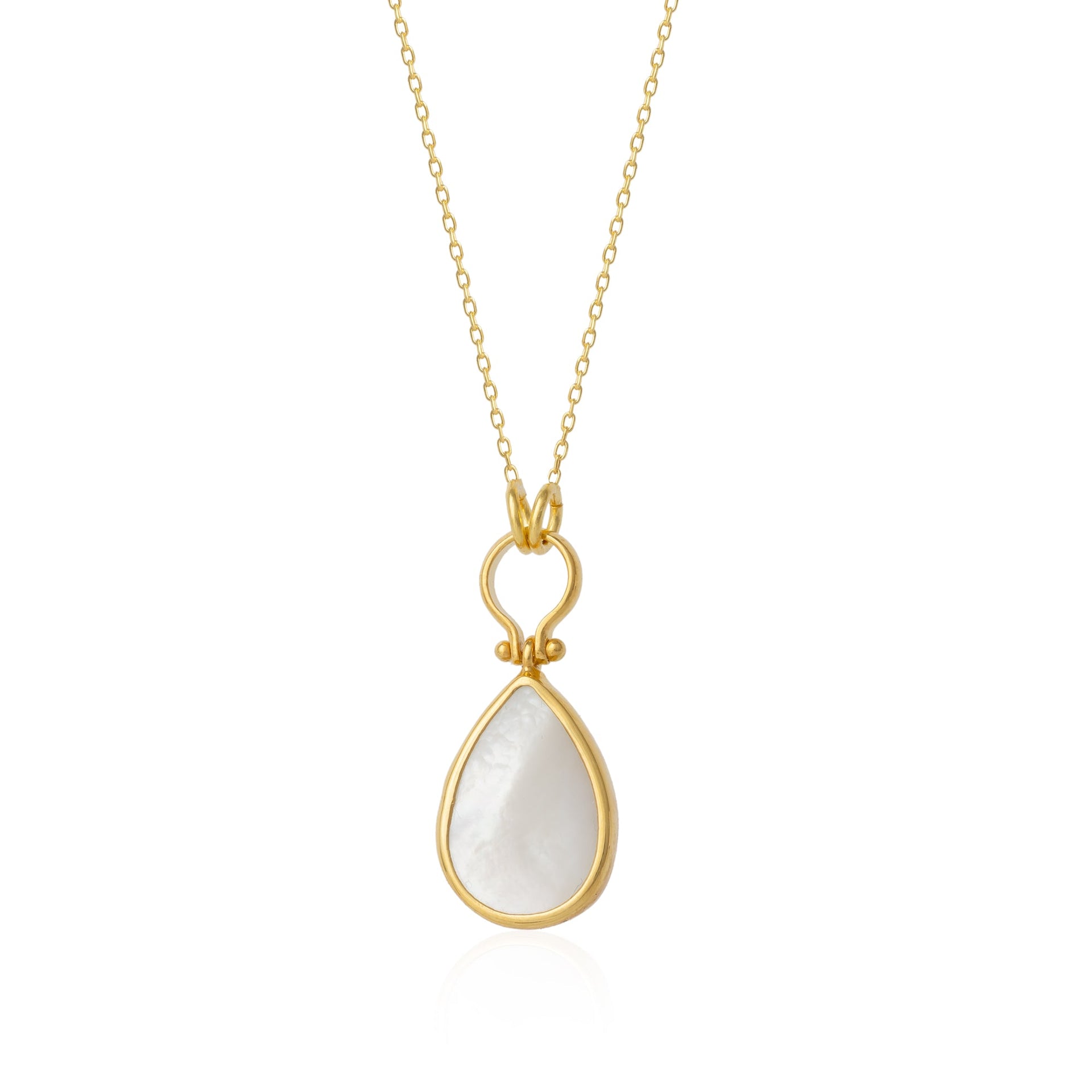 Mother Of Pearl Natural Hammered Sterling Silver Pendant Necklace