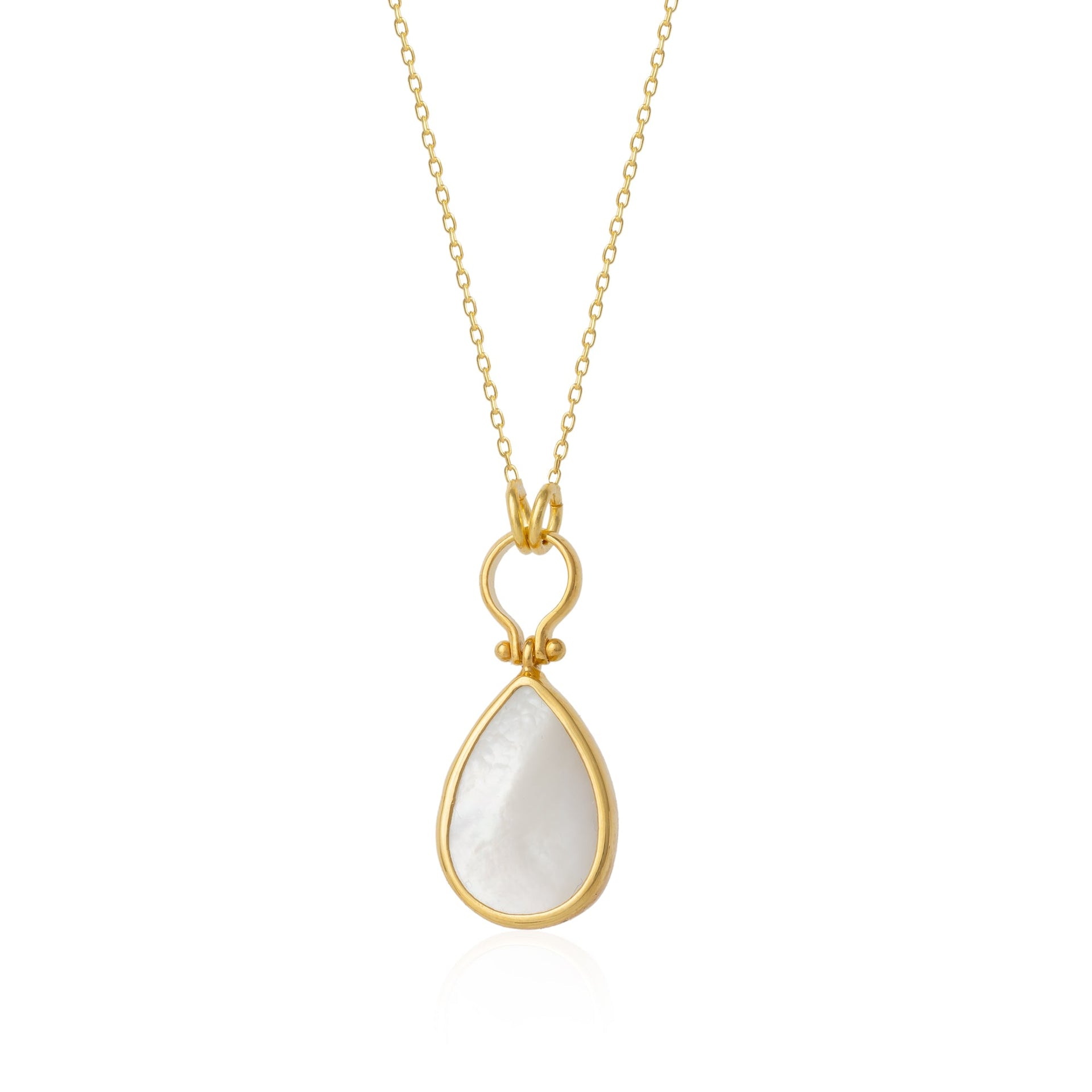 Mother Of Pearl Natural Hammared Sterling Silver Pendant Necklace