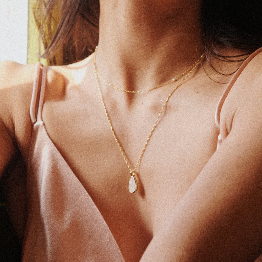 Mother Of Pearl Necklace 18ct Gold Plate