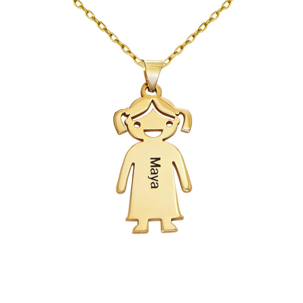 Mothers Gifts - Mother's Necklace with Children Charms in 10K Yellow Gold - Necklace with Kids Names - Mother Necklace - Mom Necklaces