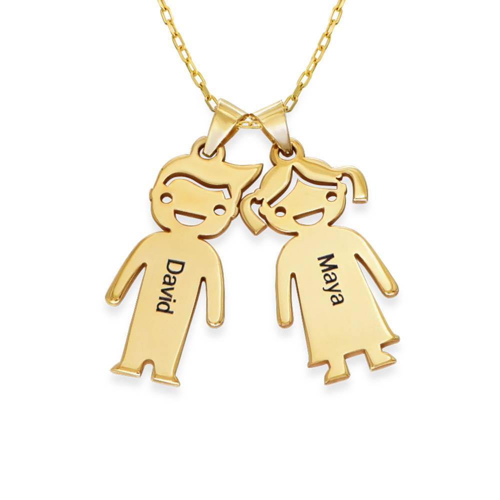 Mothers Gifts - Mother's Necklace with Children Charms in 10K Yellow Gold - Necklace with Kids Names - Mother Necklace - Mom Necklaces