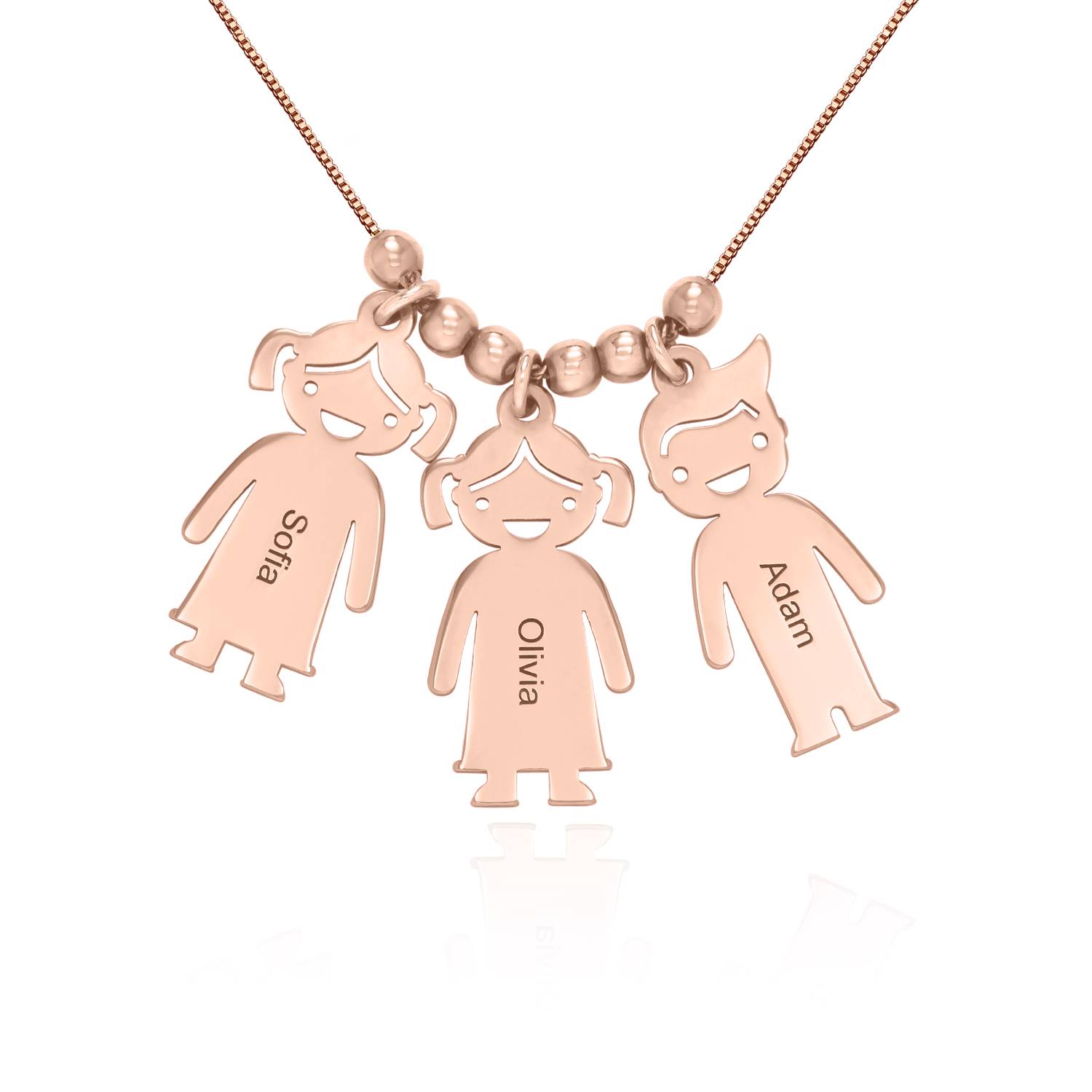 Mom Birthday Gifts - Mother's Necklace with Engraved Children Charms - Rose Gold Plated - Mom Necklace With Kid's Names