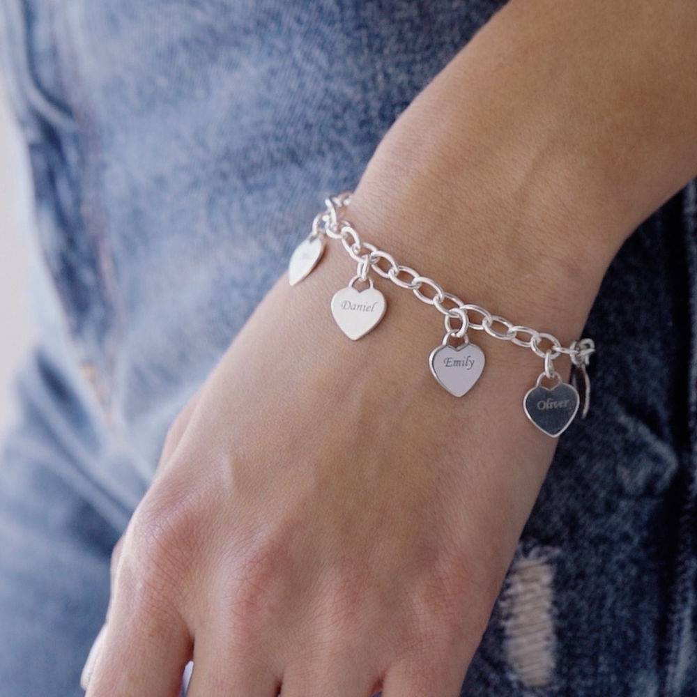 Mother of the Groom Gifts - Mother's Personalized Heart Charm Bracelet