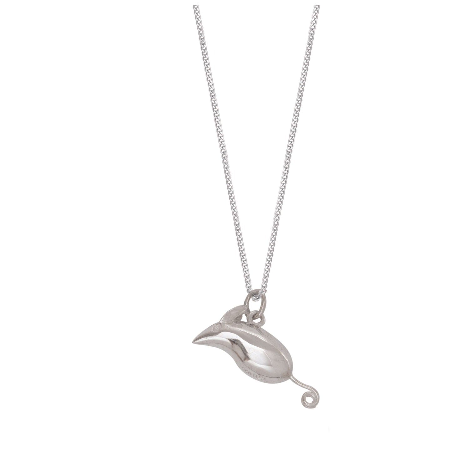 Mouse Pendant Necklace Sterling Silver