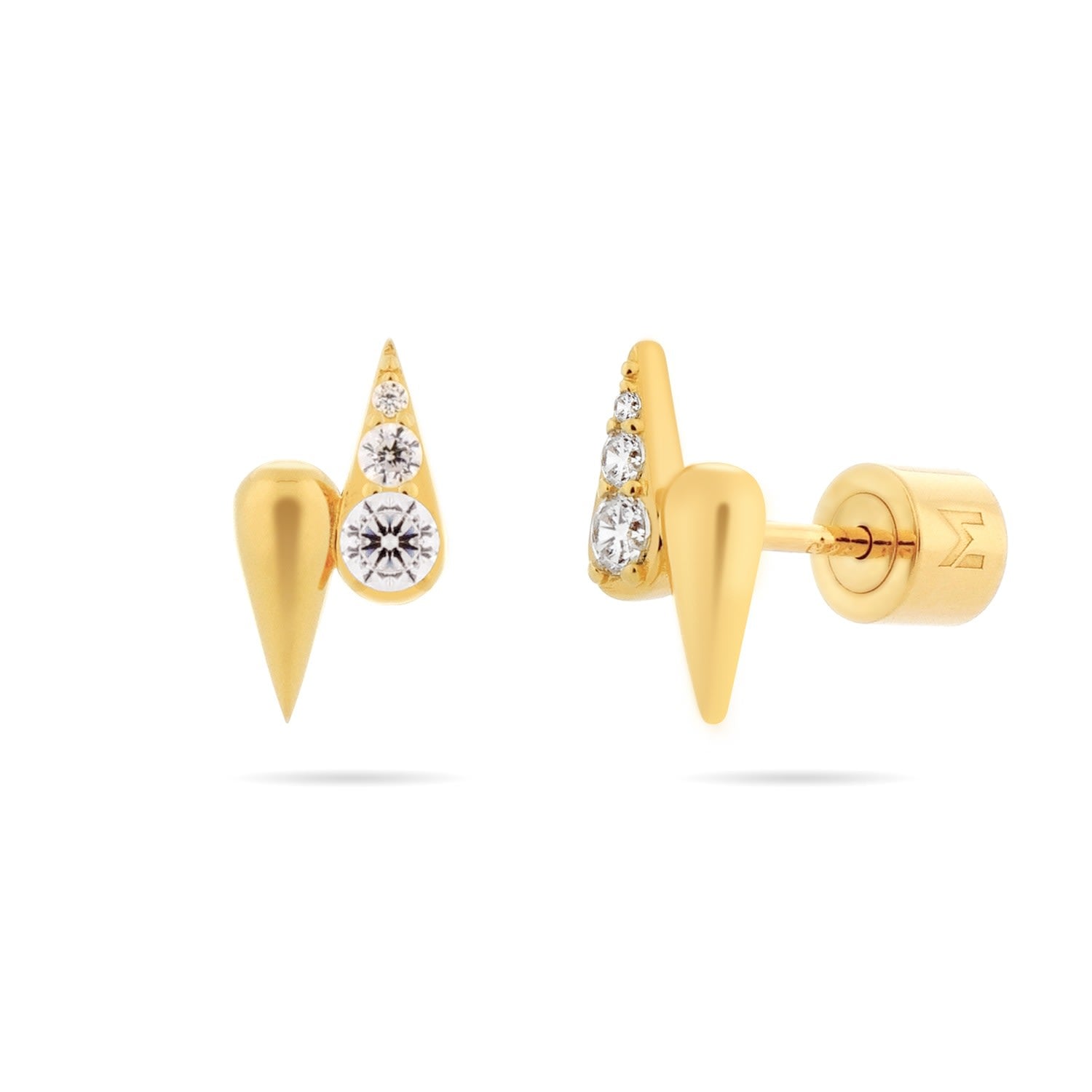 Double Waterdrop Stud Earrings - Gold
