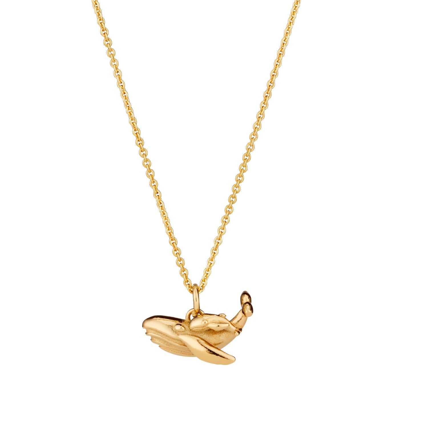 Yellow Gold Plated Mummy & Baby Whale Charm Necklace
