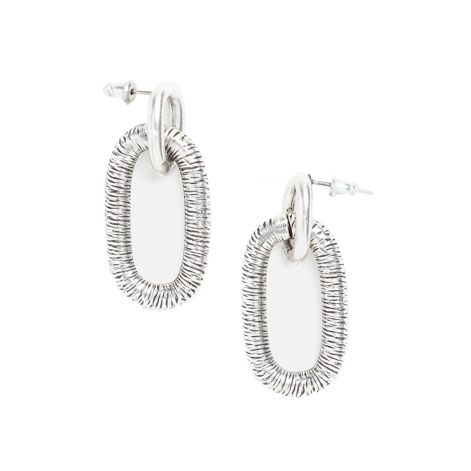 Bicycle Chunk Chain Link Earrings-Silver