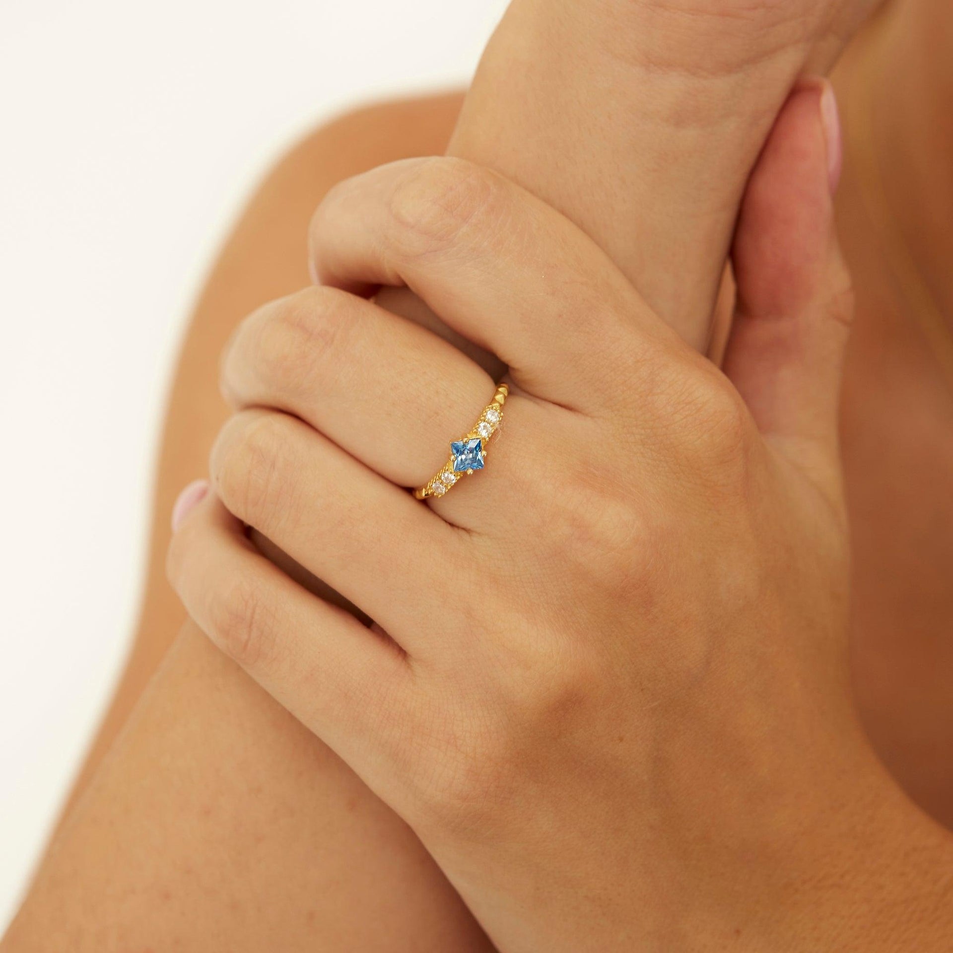 Square Jewelled Cubic Zirconia Sterling Silver Ring