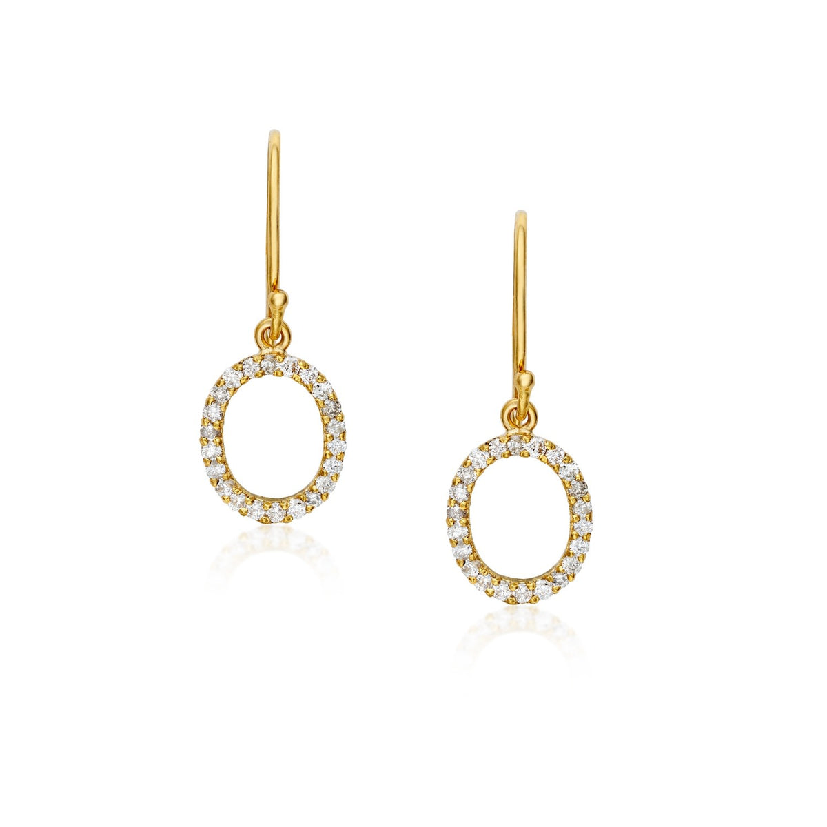 Oval Drop Earrings - Pave Set