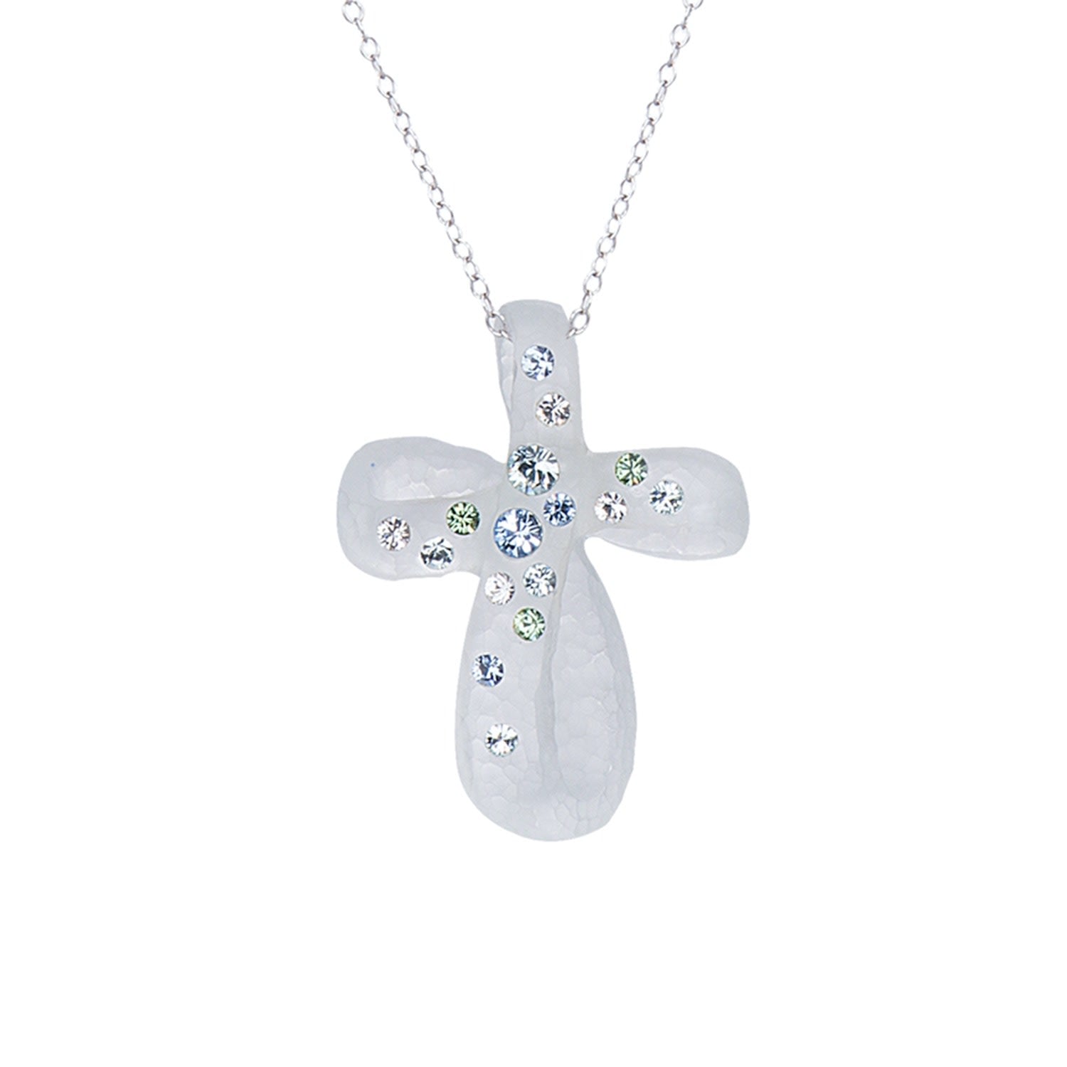 Ice Blue Bubble Cross With Swarovski Crystals