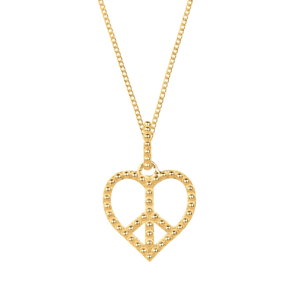 Peace Heart Gold Pendant Necklace