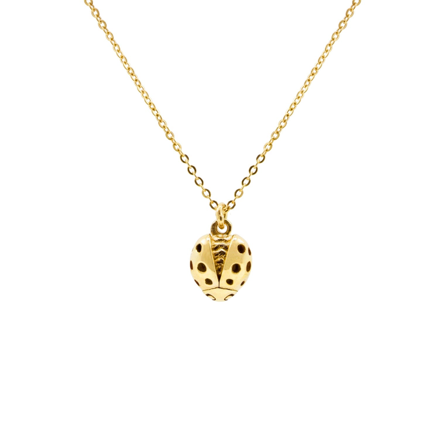 Ladybird Necklace – Gold -Wings Open
