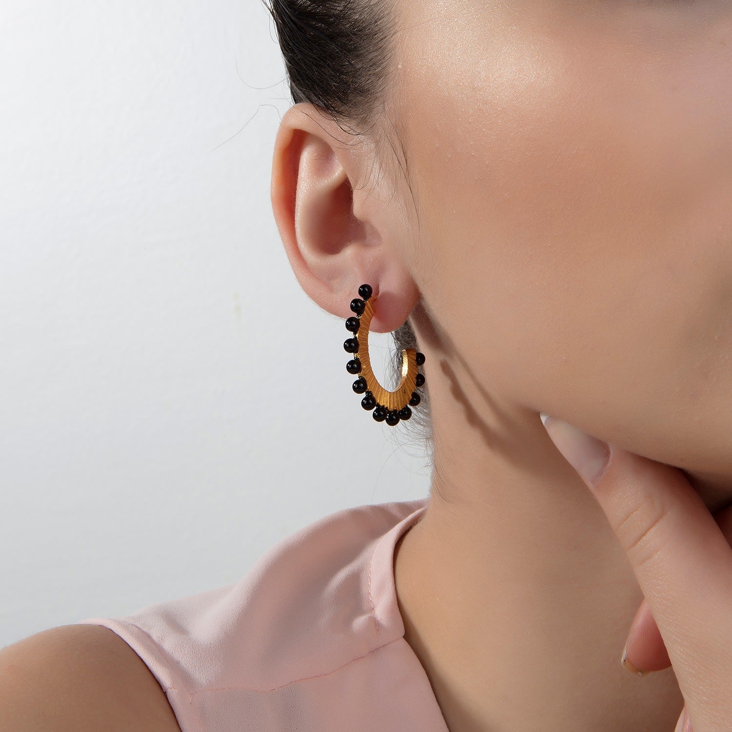 Black Oval Hoop Earrings