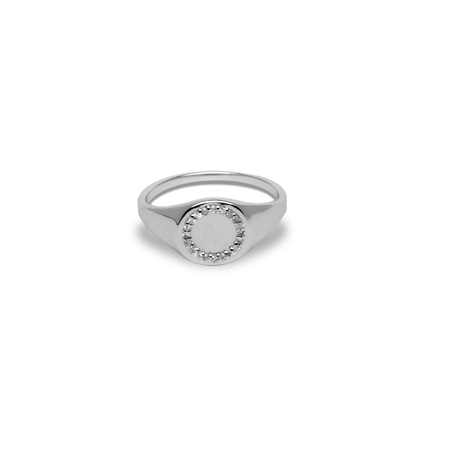 Diamond Halo & Sterling Silver Signet Ring