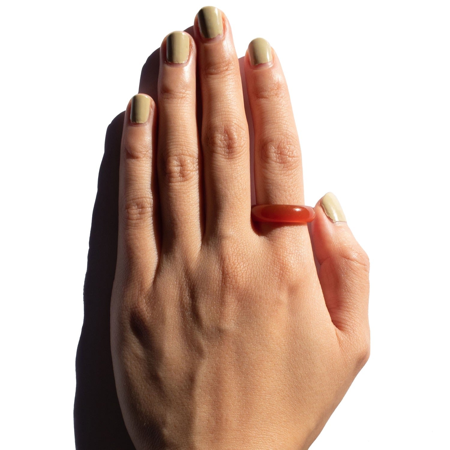 Persimmon Dark Orange Jade Stone Ring