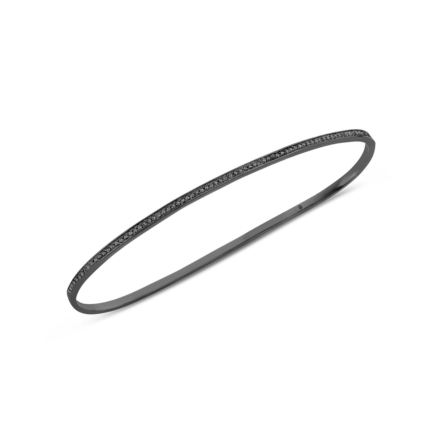 Naked Palm Cuff With Man Made Black Diamonds In Black Rhodium