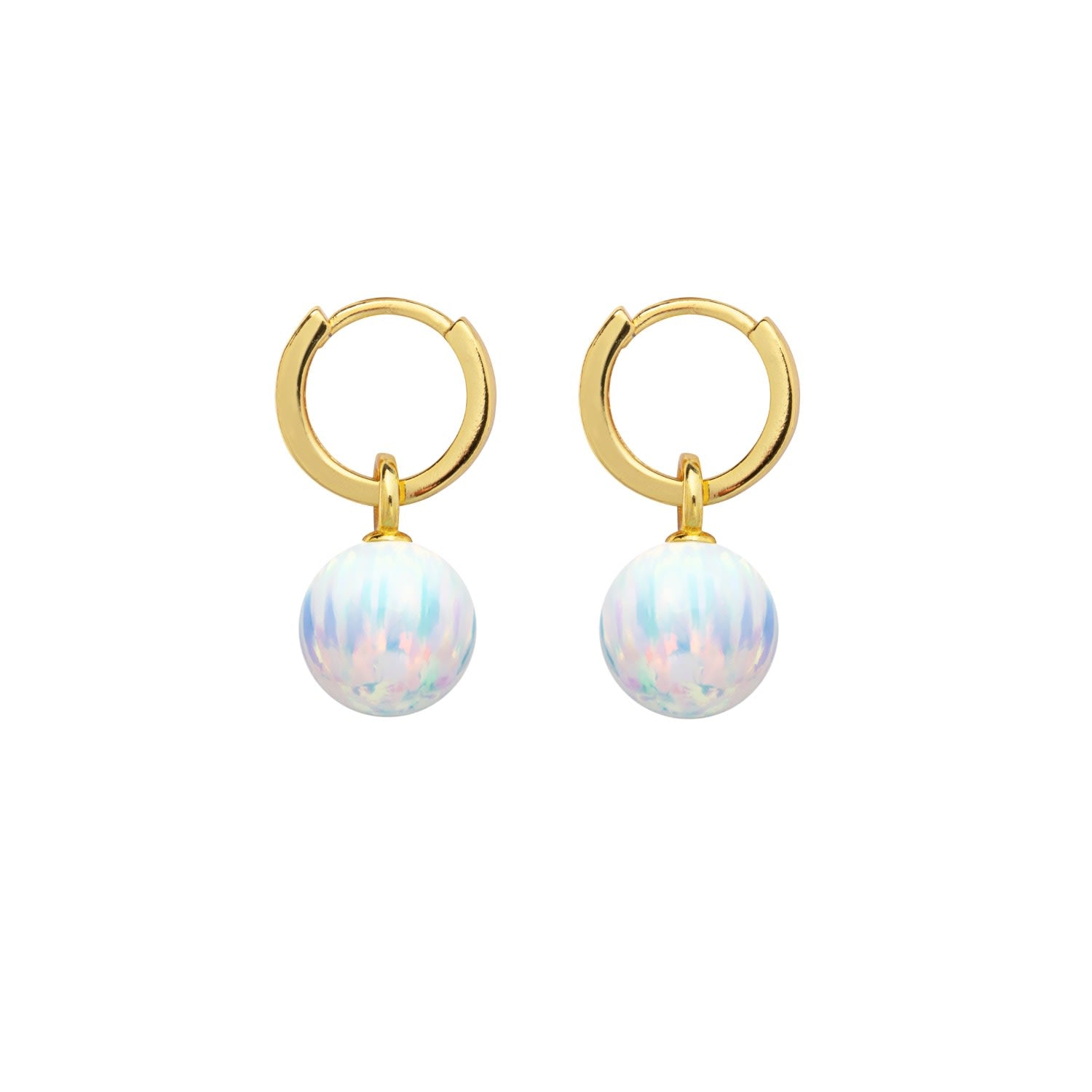 Ice Opal Hoop Earrings - Gold