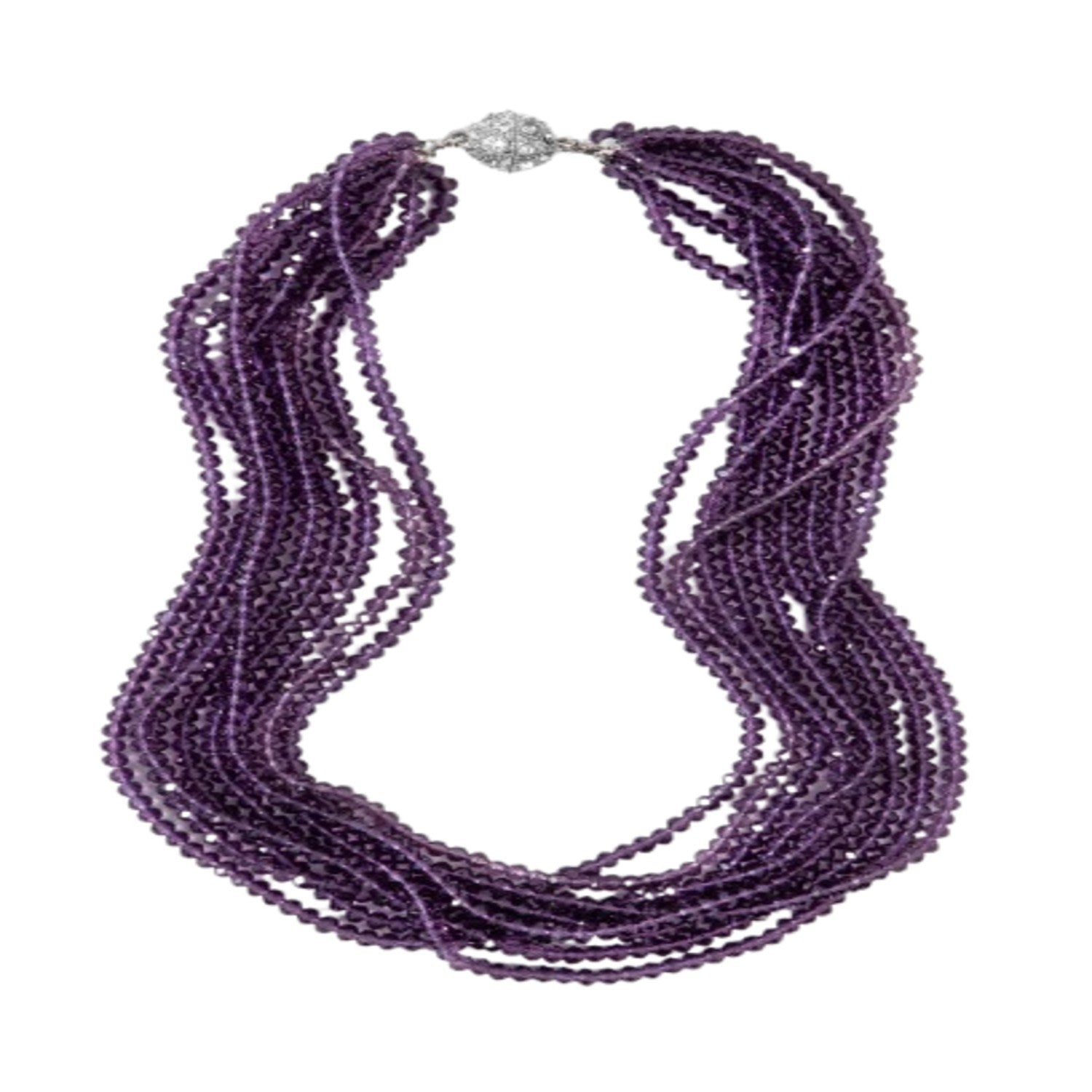 Multi Amethyst Short Crystal Necklace