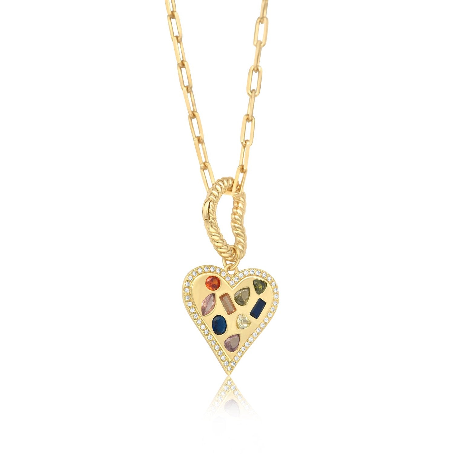 Multi Color Heart Pendant Necklace