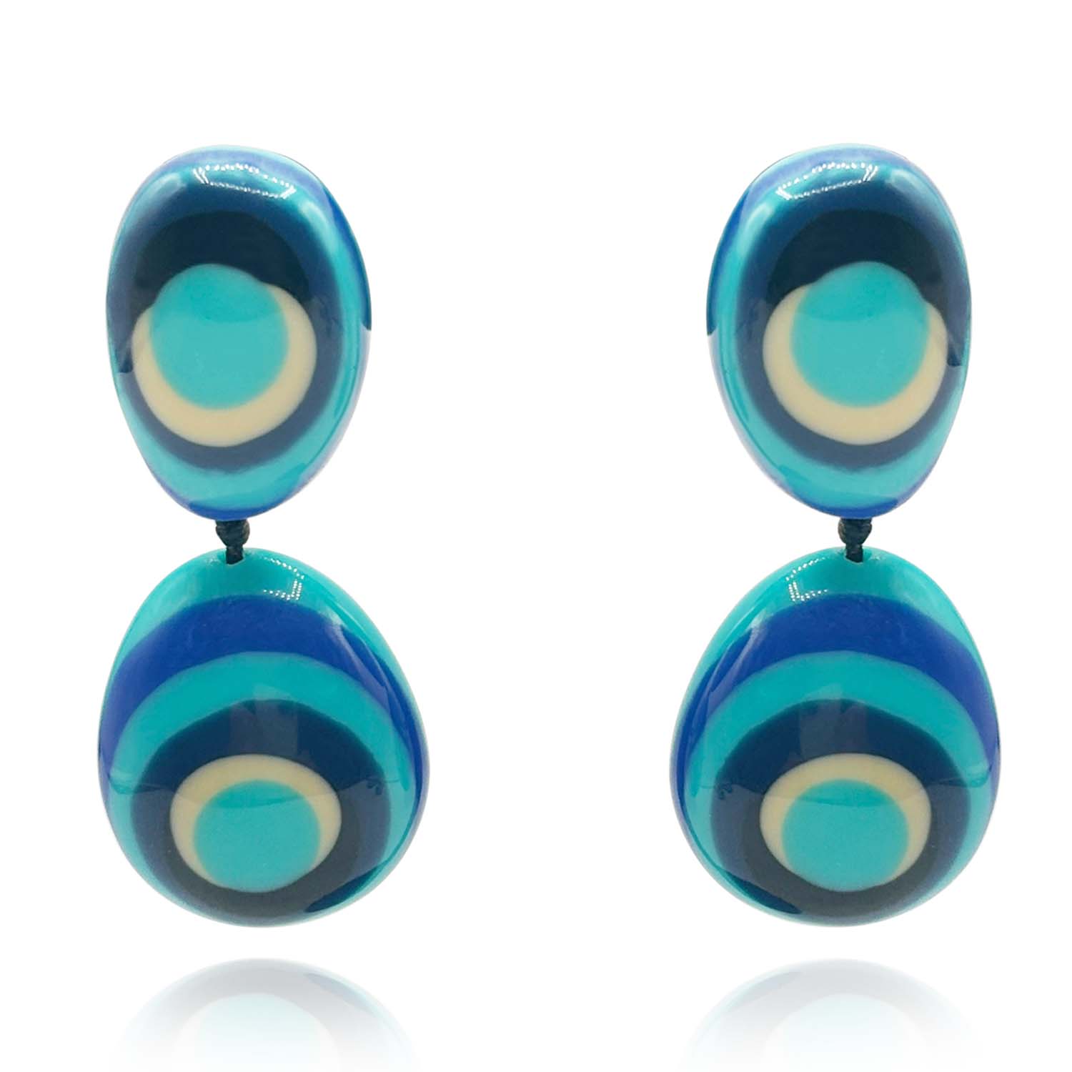 Multi-Color Lightweight Pop Color Drop Earrings In Blues, Ivory, And Black