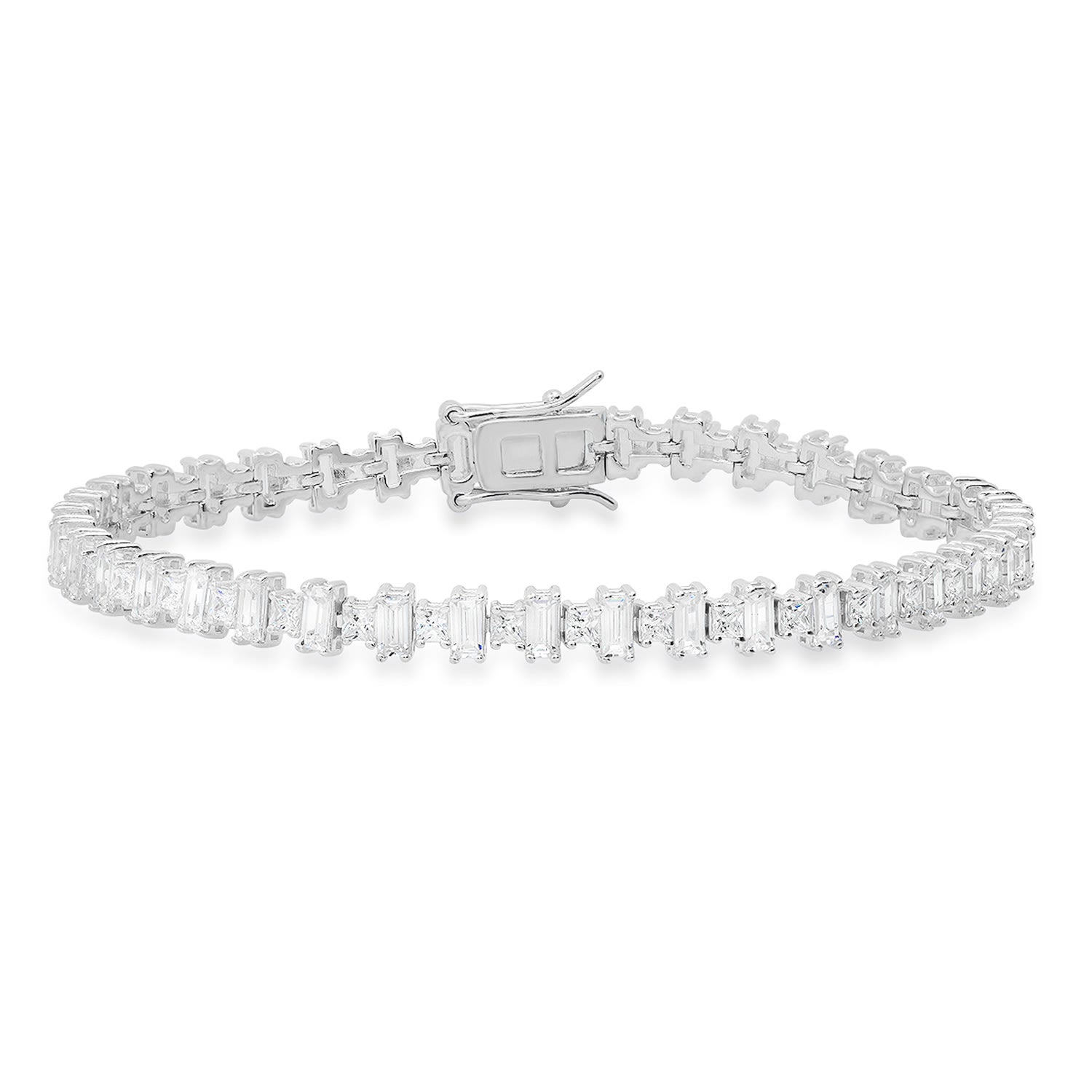 Multi Cut Diamond Cz Tennis Bracelet In Sterling Silver