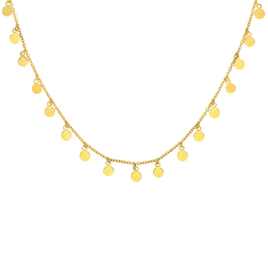 14K Gold Disc Station Necklace
