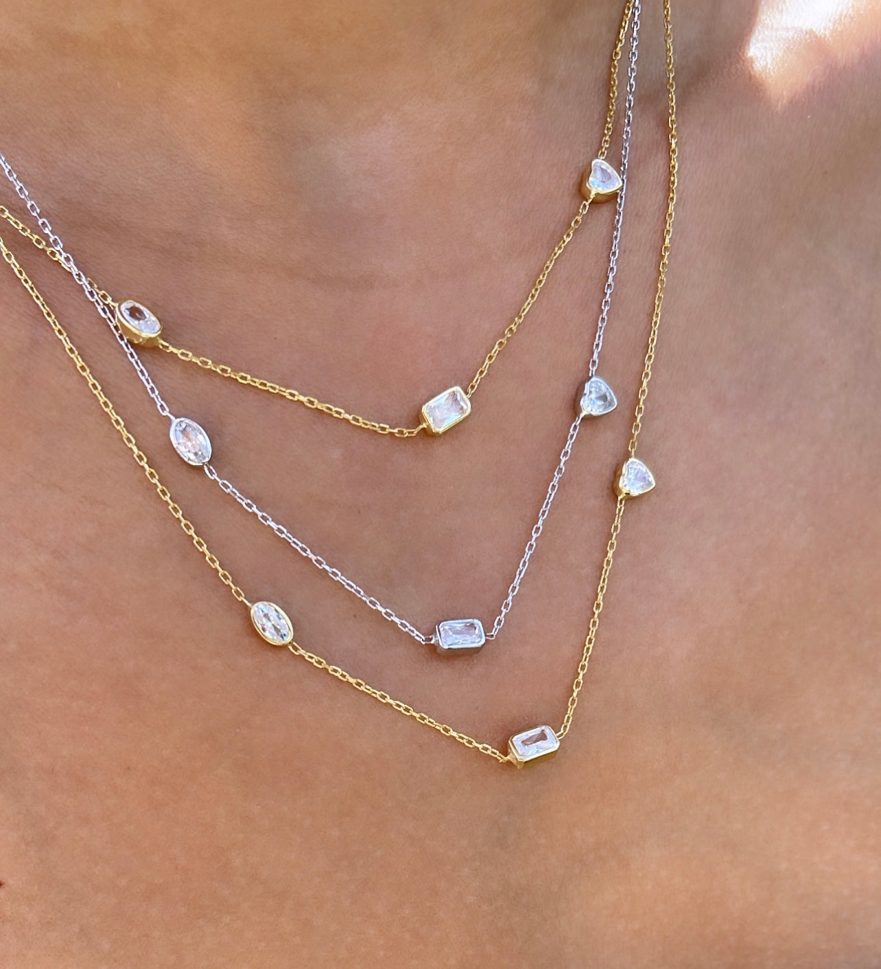 Multi Fancy Shape Necklace - Gold
