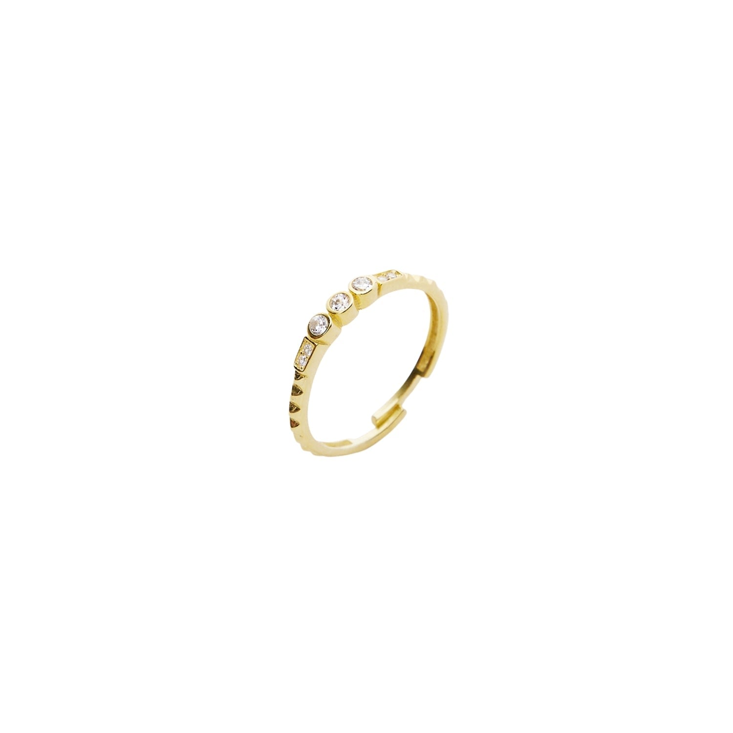 Multi Gem Cz Stacking Ring In Sterling Silver - Gold