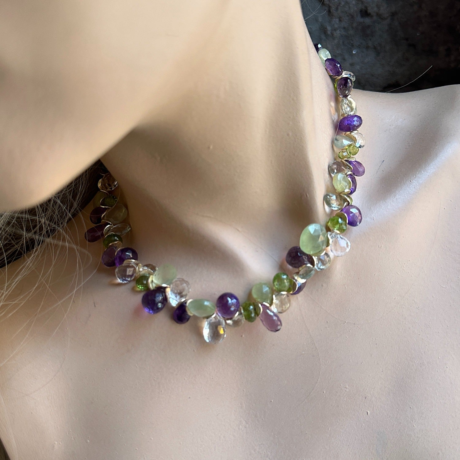 Multi-Gem Gold Signature Necklace