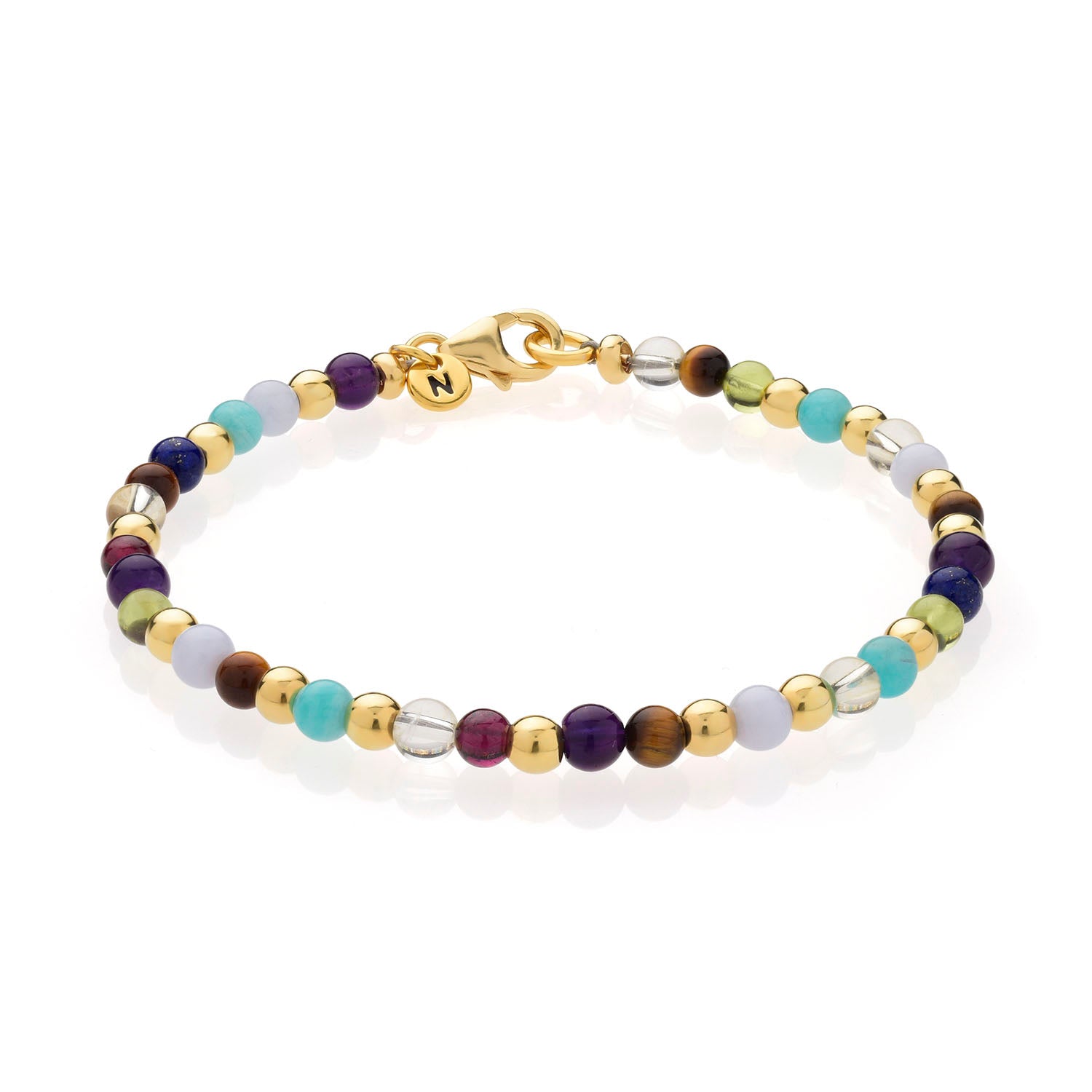 Multi Gemstone Bracelet Gold Plated Sterling Silver