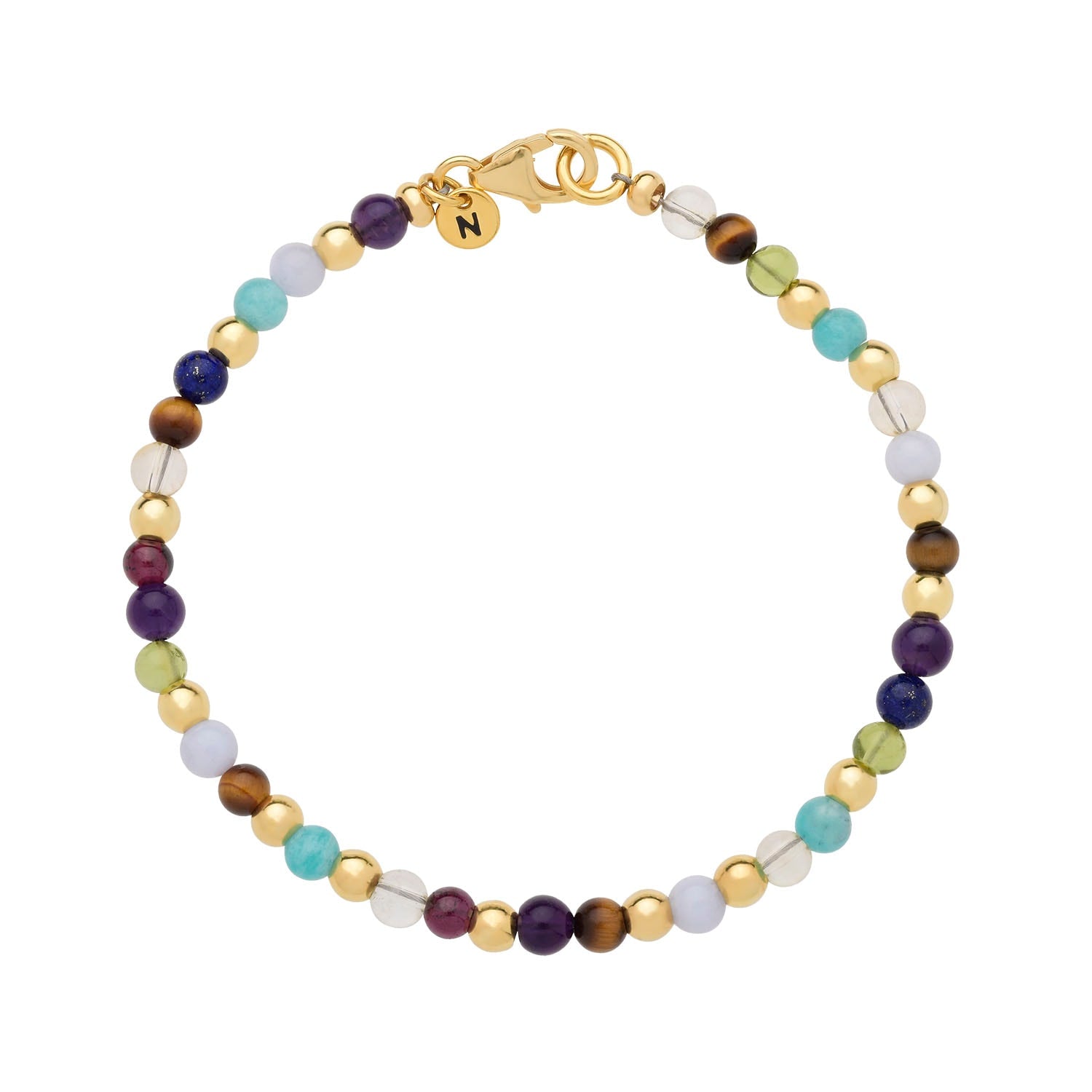 Multi Gemstone Bracelet Gold Plated Sterling Silver