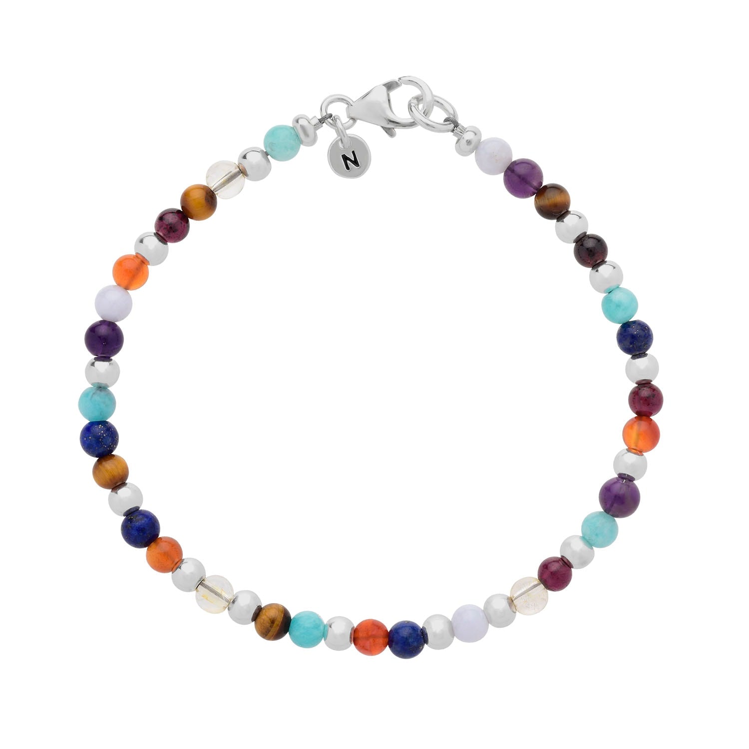 Multi Gemstone Bracelet Sterling Silver