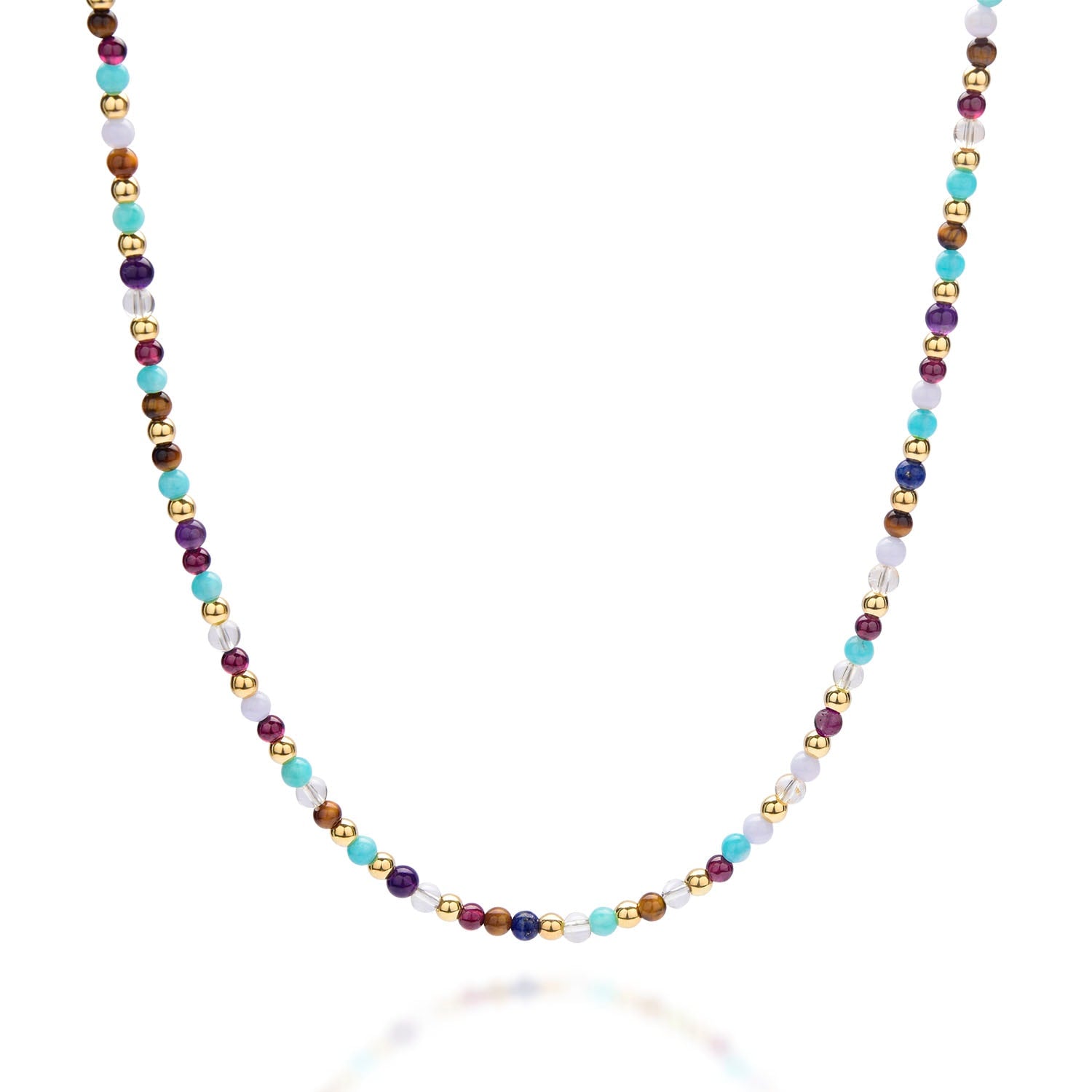 Multi Gemstone Necklace Gold Plated Sterling Silver